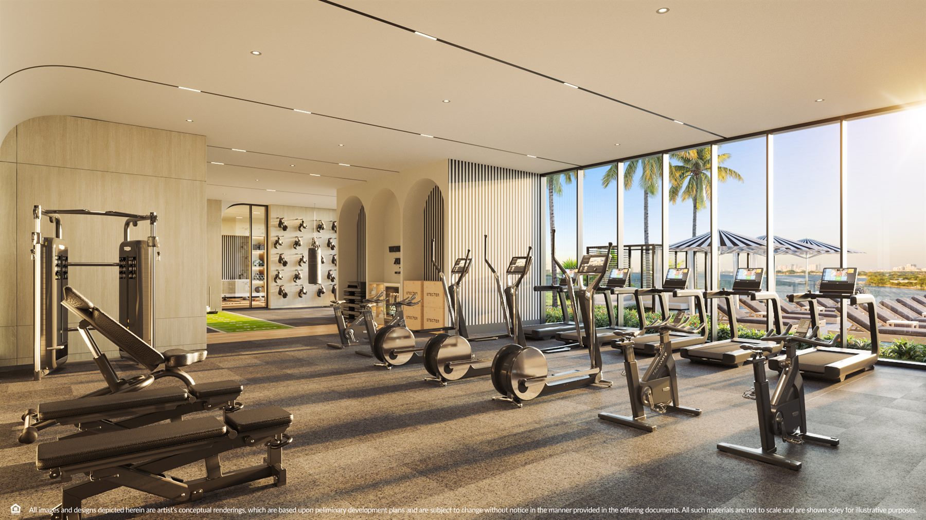 Water-view fitness center